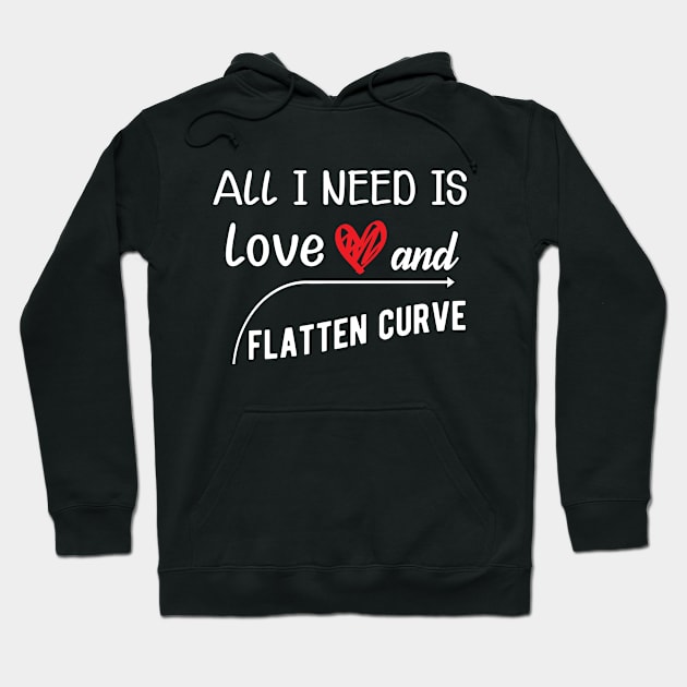 Flattening the Curve - All I need is love and flatten curve Hoodie by KC Happy Shop